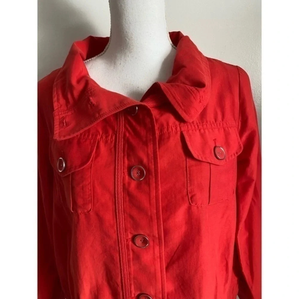 Chico’s Red Button Up Collared Lightweight Jacket - image 2